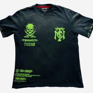 TENACITY STUDIOS STREETWEAR 789 CLUB Black and Green Skull Graphic Tee